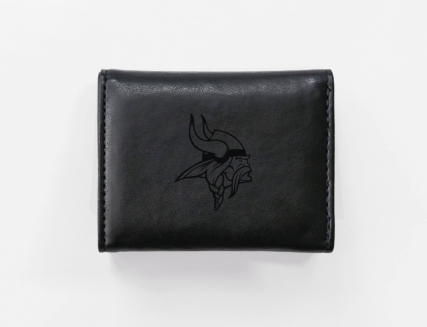 Minnesota Vikings Black Laser Engraved Tri-Fold Wallet - Men's Accessory