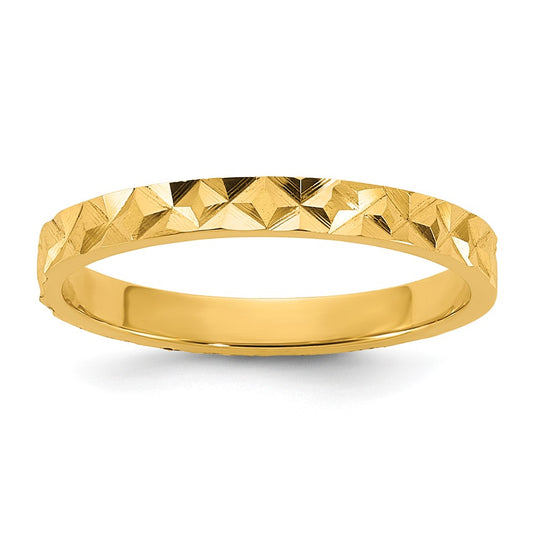 10K Diamond-cut Design 2mm Flat Band Size 3 Baby / Children's Ring