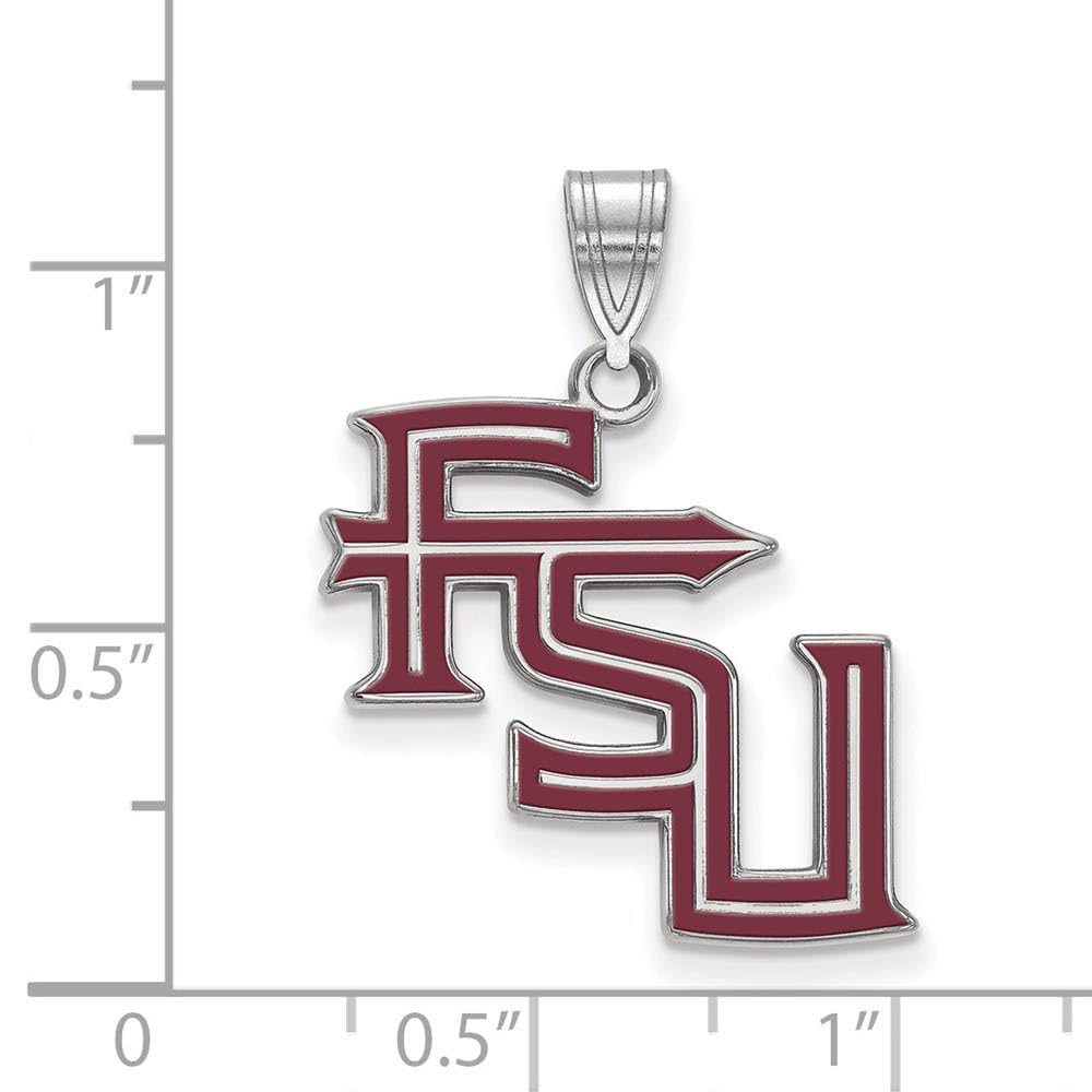 LogoArt Sterling Silver Florida State University Large Enamel Pendant Necklace Female Adult