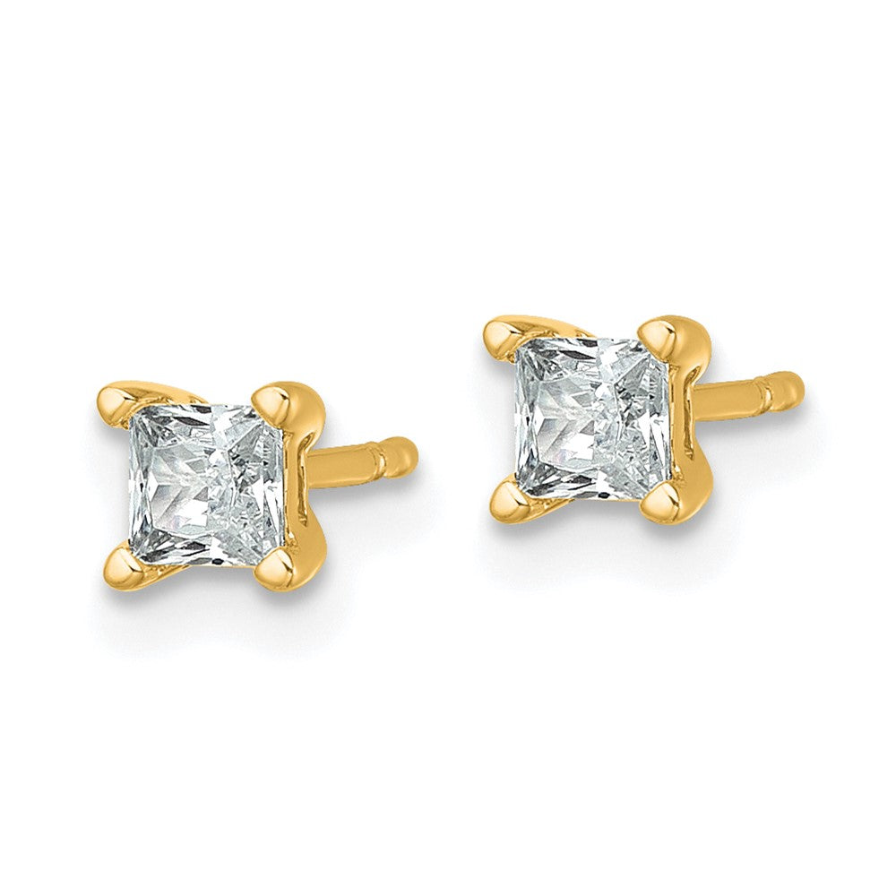 14k Yellow Gold 1/2 ctw Lab Grown Diamond VS+ F+ Princess 4 Prong Heavy Wt. Stud Earrings