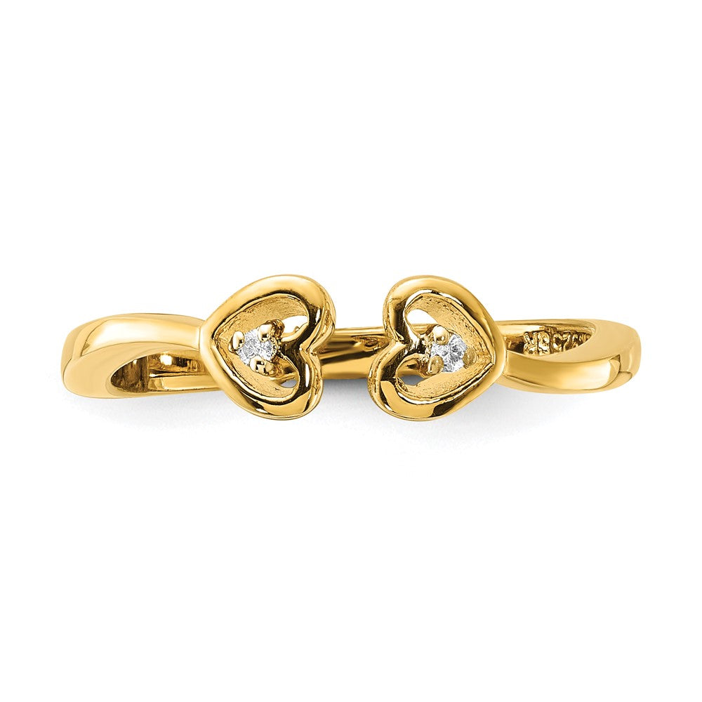 Sterling Silver Gold-tone Polished Diamond Hearts Ring