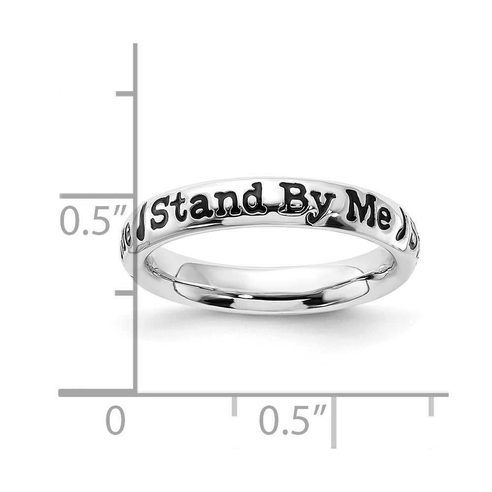 Sterling Silver Stackable Expressions Enameled Lyric Stand by Me Ring