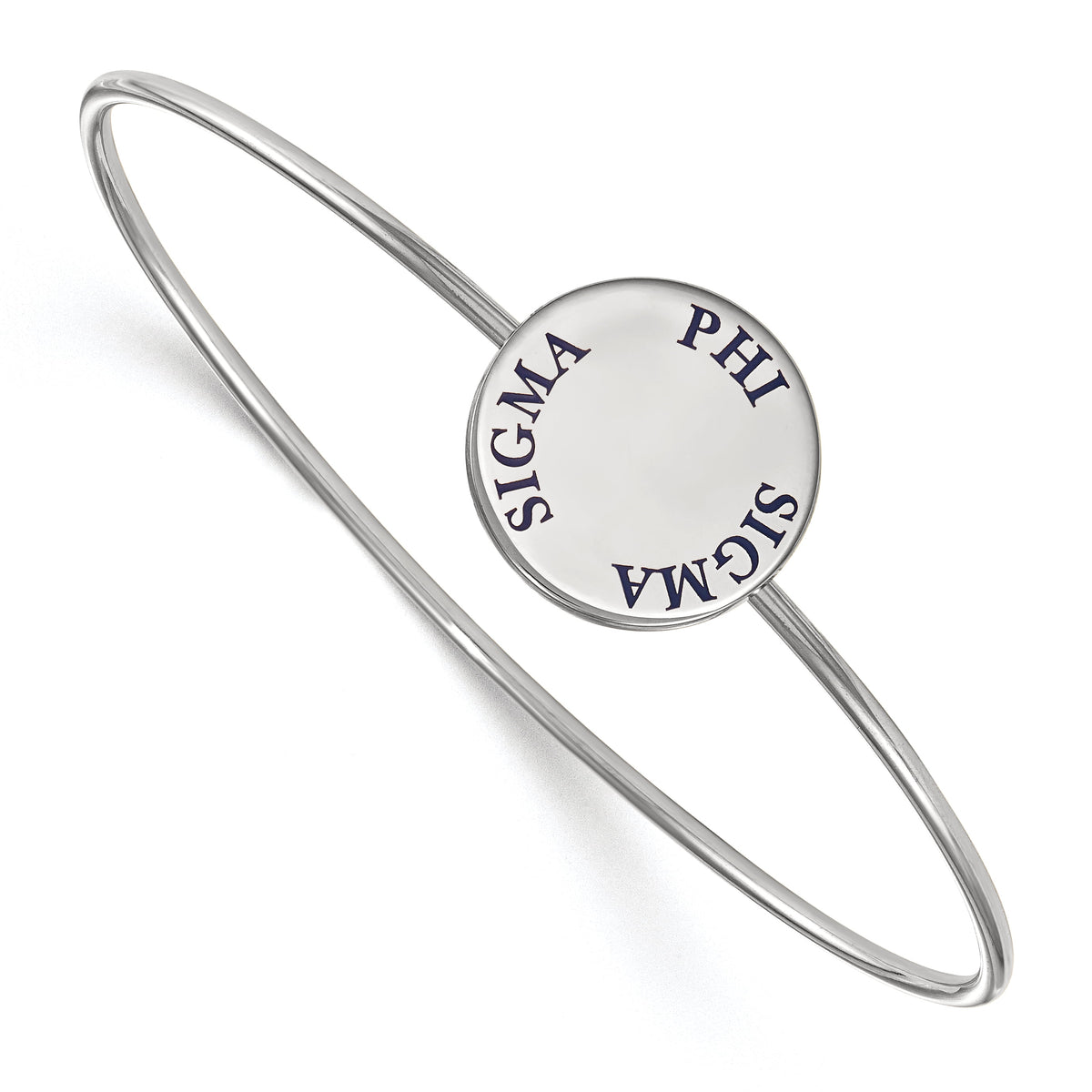 Sterling Silver Official Licensed Greek Sororities Phi Sigma Sigma (???) Enameled Slip-on Bangle