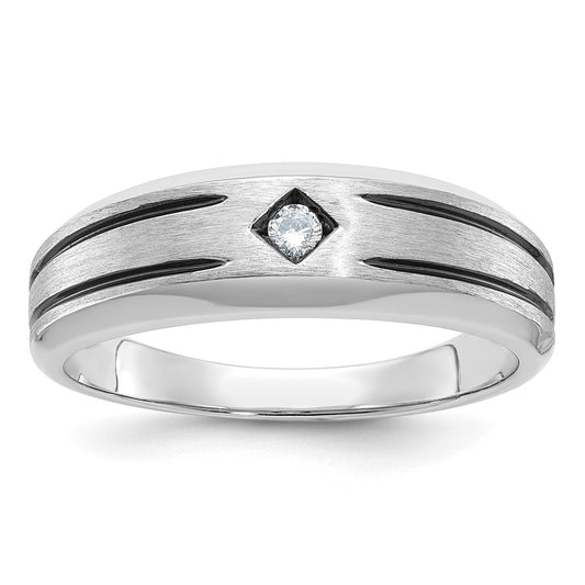 10k White Gold IBGoodman Men's w/Black Rhod Satin Diamond Complete Ring