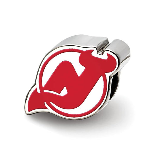 Sterling Silver NHL LogoArt New Jersey Devils Enameled Logo Bead