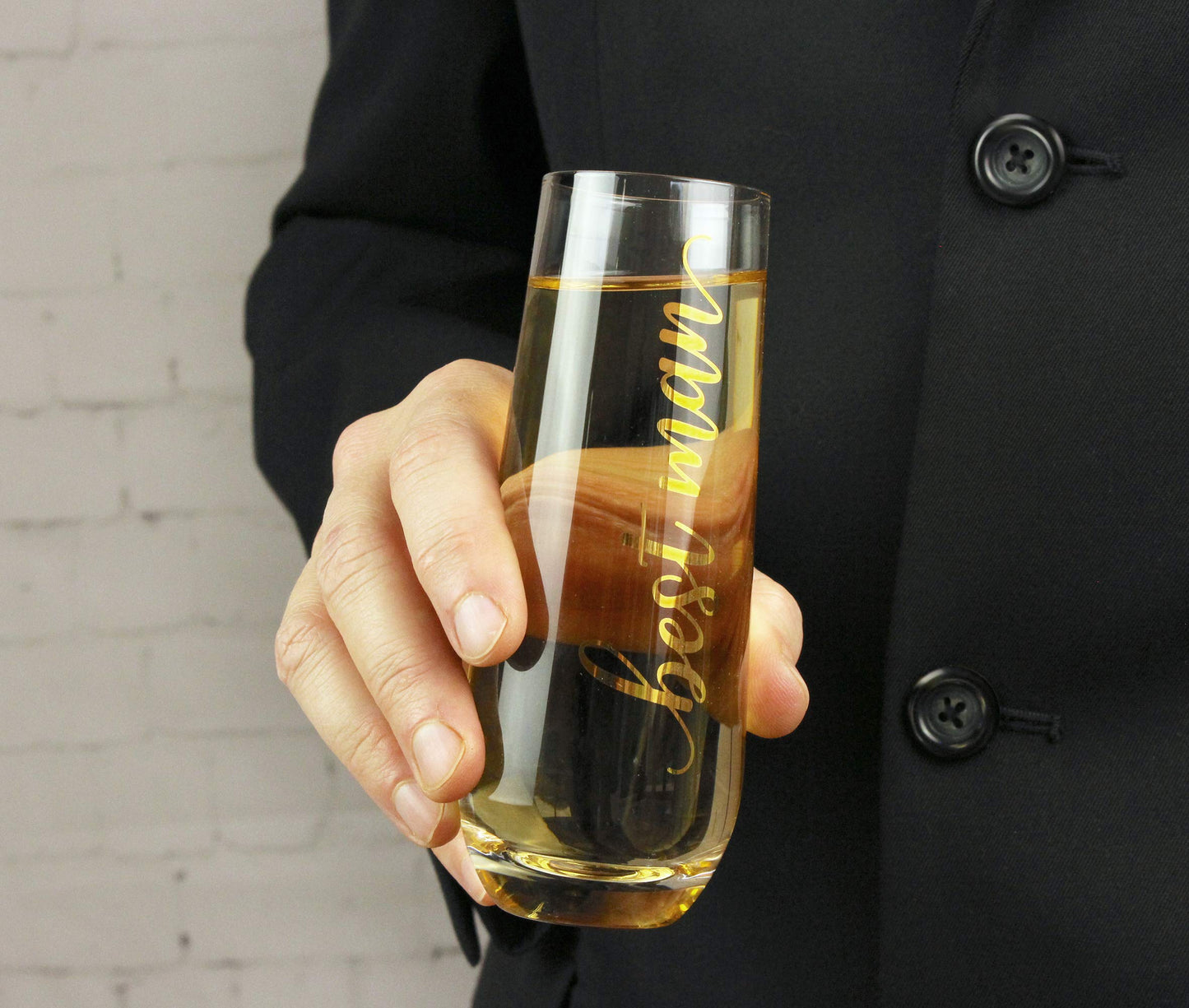 Lillian Rose Gold Best Man Stemless Champagne Glass