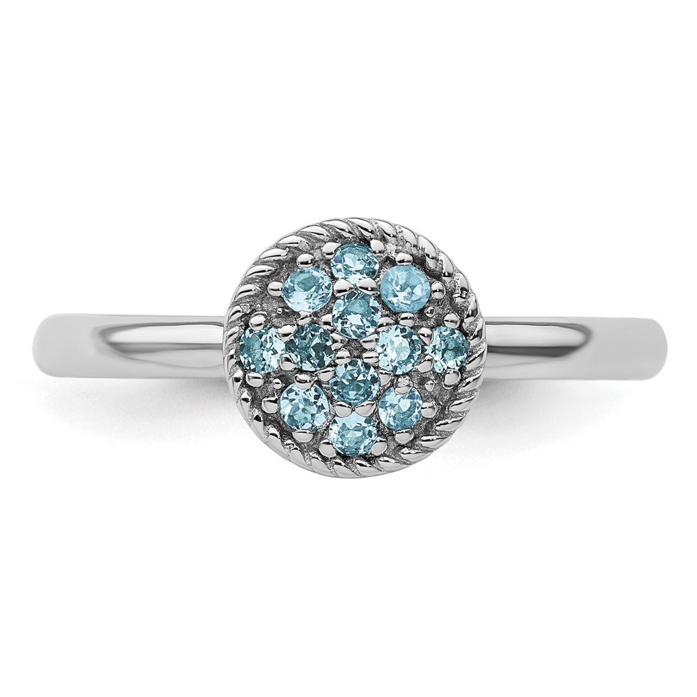 Sterling Silver Stackable Expressions Blue Topaz Rhodium Ring Size -7