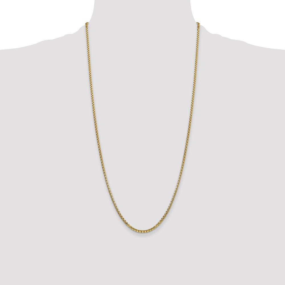 14K 28 inch 2.45mm Semi-Solid Round Box with Lobster Clasp Chain