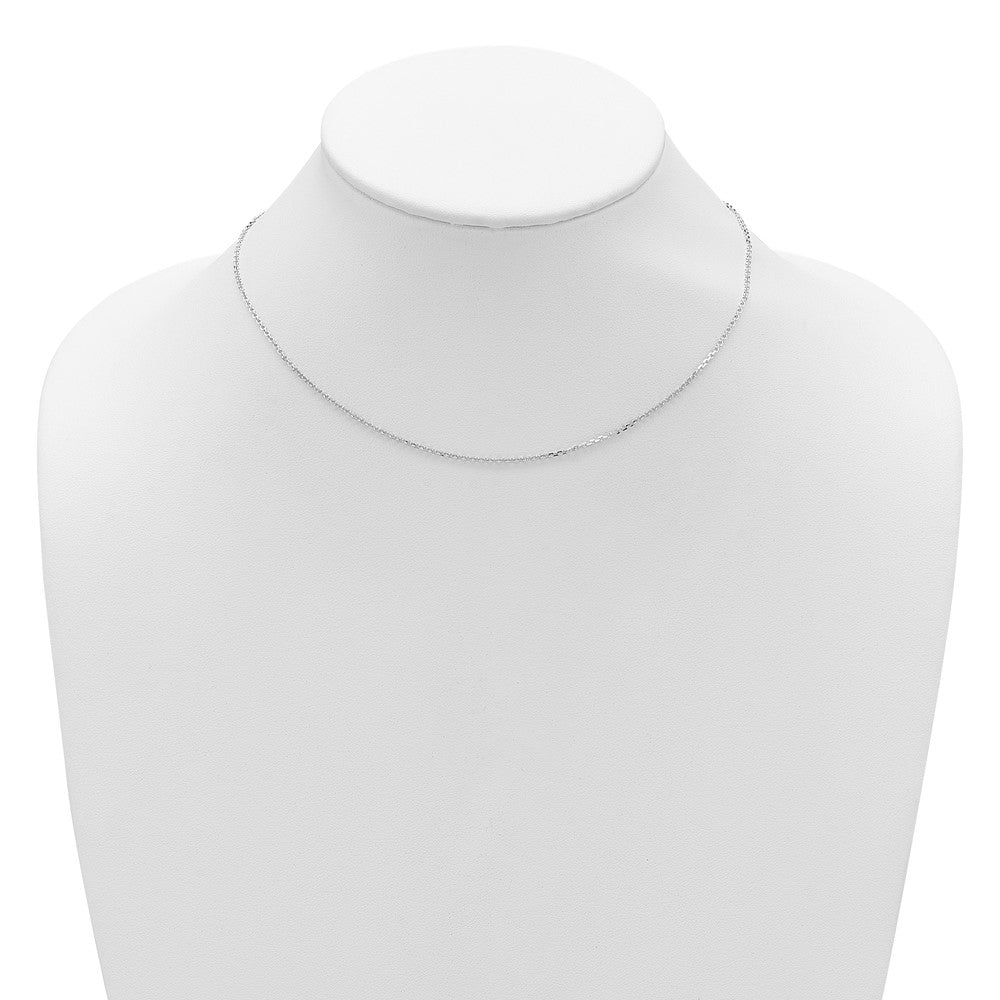 14k White Gold 1.4mm D/C Square Cable 1in+1in Adjustable Chain