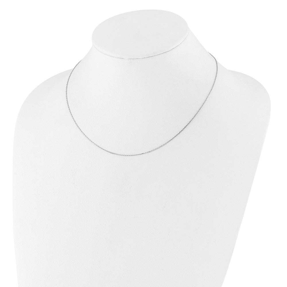 14k White Gold 1.1mm D/C Square Cable 1in+1in Adjustable Chain
