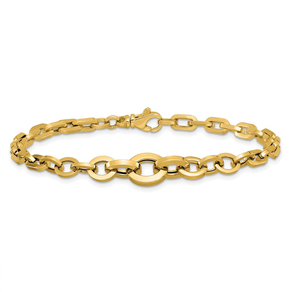 14K Polished Fancy Graduated Link Bracelet 7.5  inches