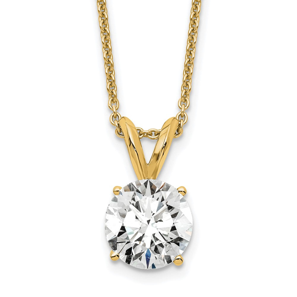 14k 1 carat Lab Grown Diamond VS+ F+ Round Complete Four Prong 18 inch Solitaire Pendant Necklace