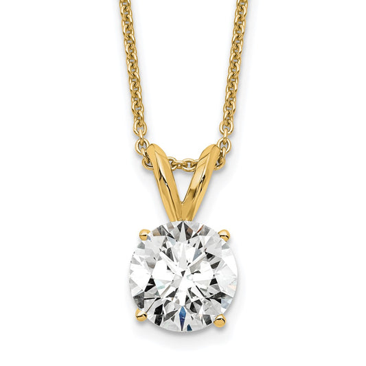 14k 1 carat Lab Grown Diamond VS+ F+ Round Complete Four Prong 18 inch Solitaire Pendant Necklace