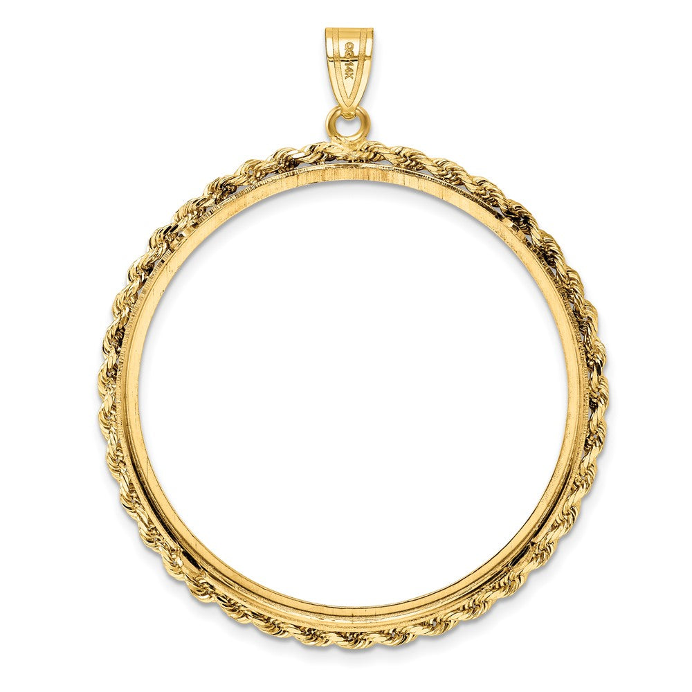 Wideband Distinguished Coin Jewelry 14k Polished Rope 37.0mm Prong Coin Bezel Pendant
