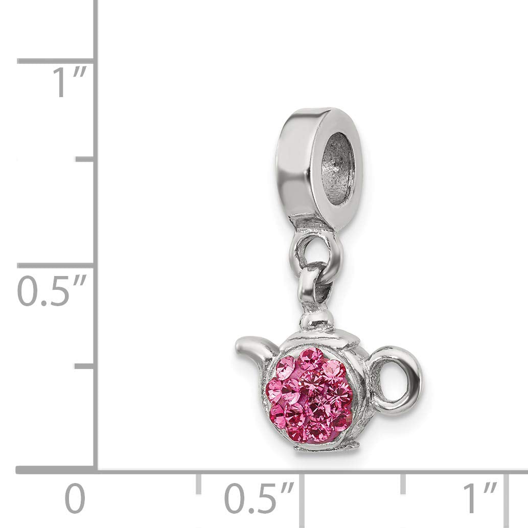 Sterling Silver Reflections Pink Preciosa Crystal Teapot Dangle Bead