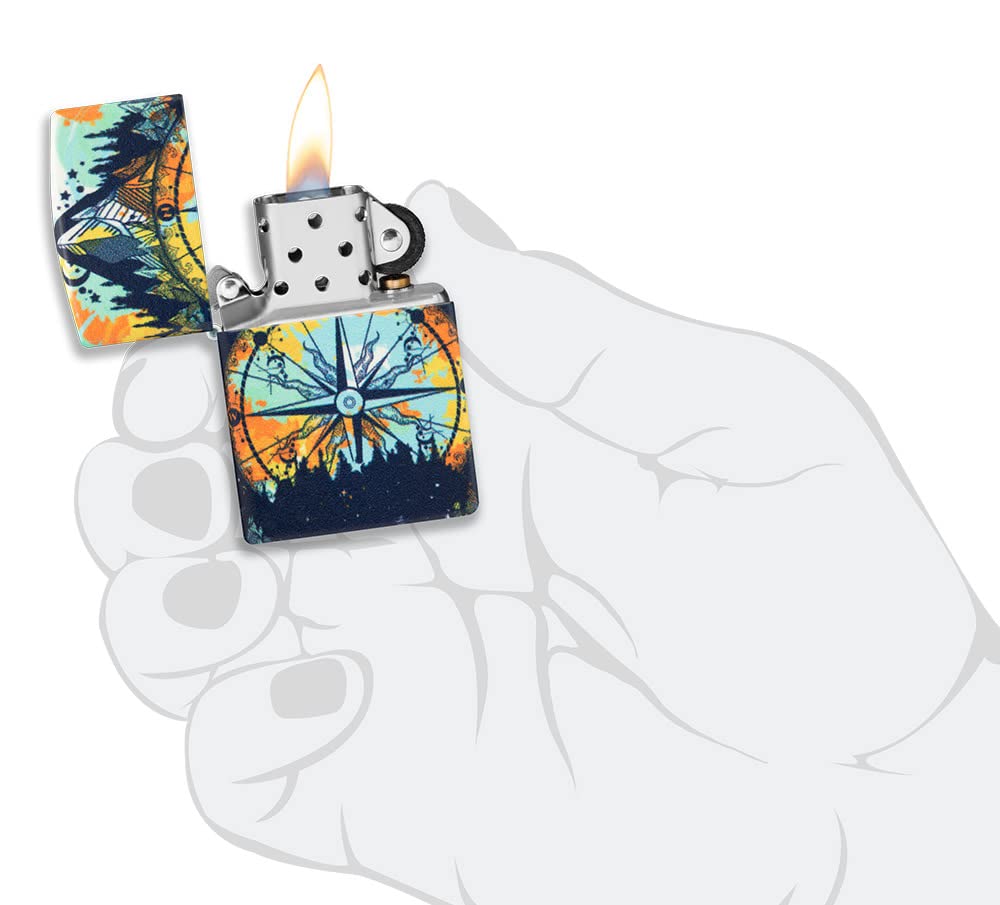 Zippo Compass Mountain Design 540 Color Glow-in-the-Dark Pocket Lighter
