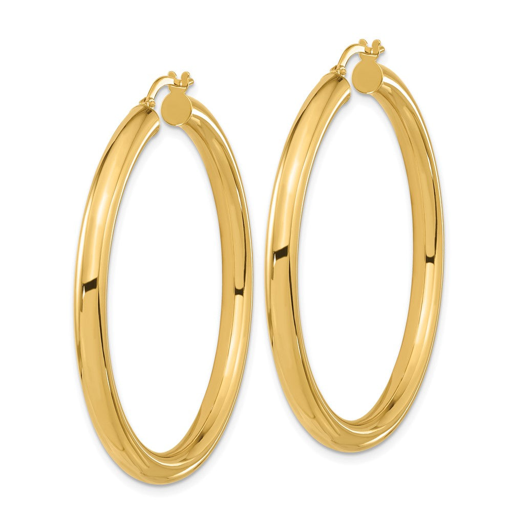 14k 4x45mm Polished Tube Large Hoop Earrings