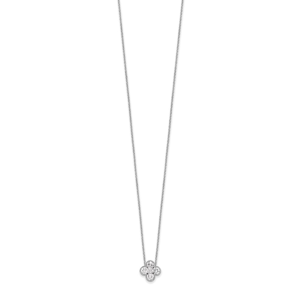 True Origin 14k White Gold 1 carat Lab Grown Diamond VS DEF 18 inch Bloom Floral Pendant Necklace
