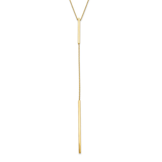 10K Polished Y-drop Bar w/ 1in ext. Necklace