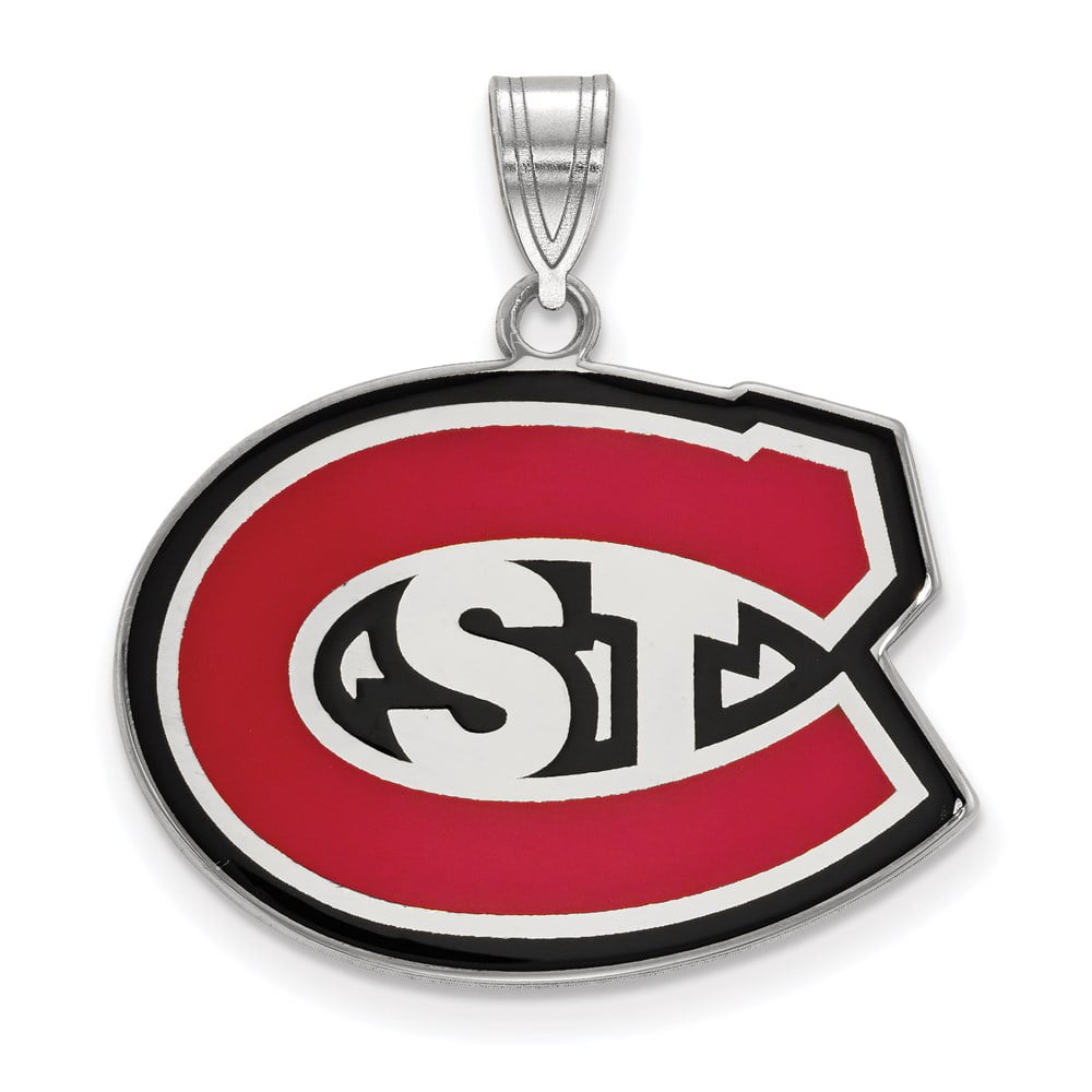 LogoArt Sterling Silver St. Cloud State Large Enamel Pendant Necklace