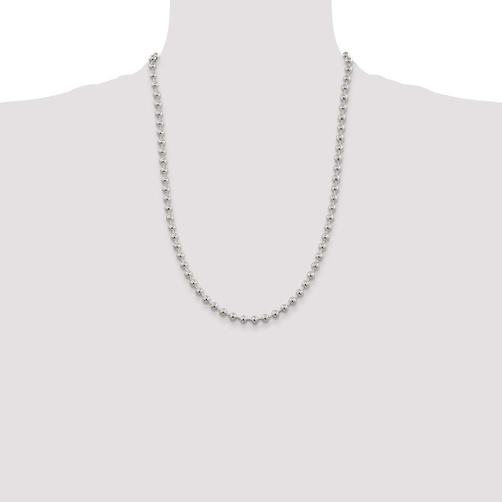 Sterling Silver 5mm Beaded Chain 24 Inches