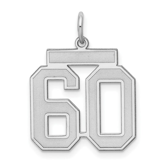 Sterling Silver/Rhodium-plated Satin Number 60 Charm