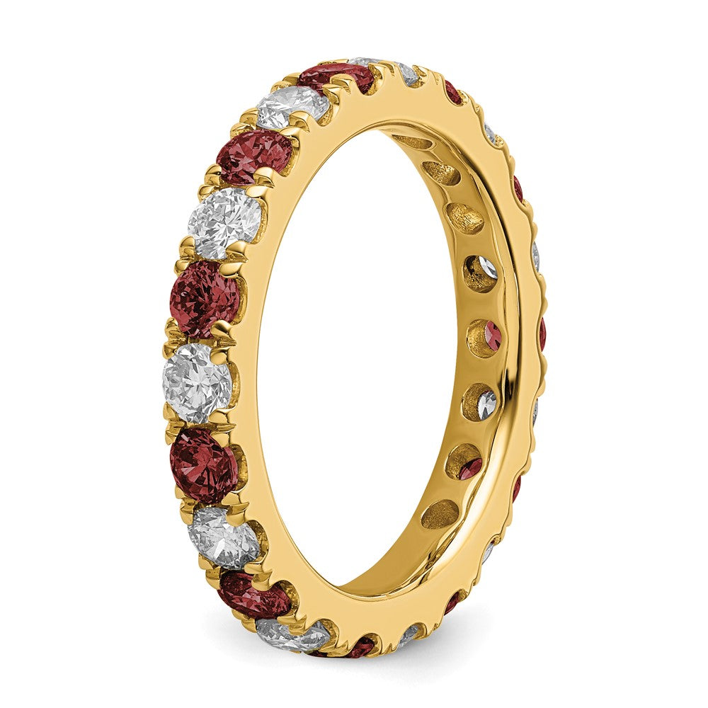 14k 1 1/5 carat Lab Grown Diamond VS/SI+ G+ and Lab Created Ruby Size 8.5 Eternity Band