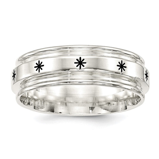 SS 7mm Enamel Fancy Band Size 13.5