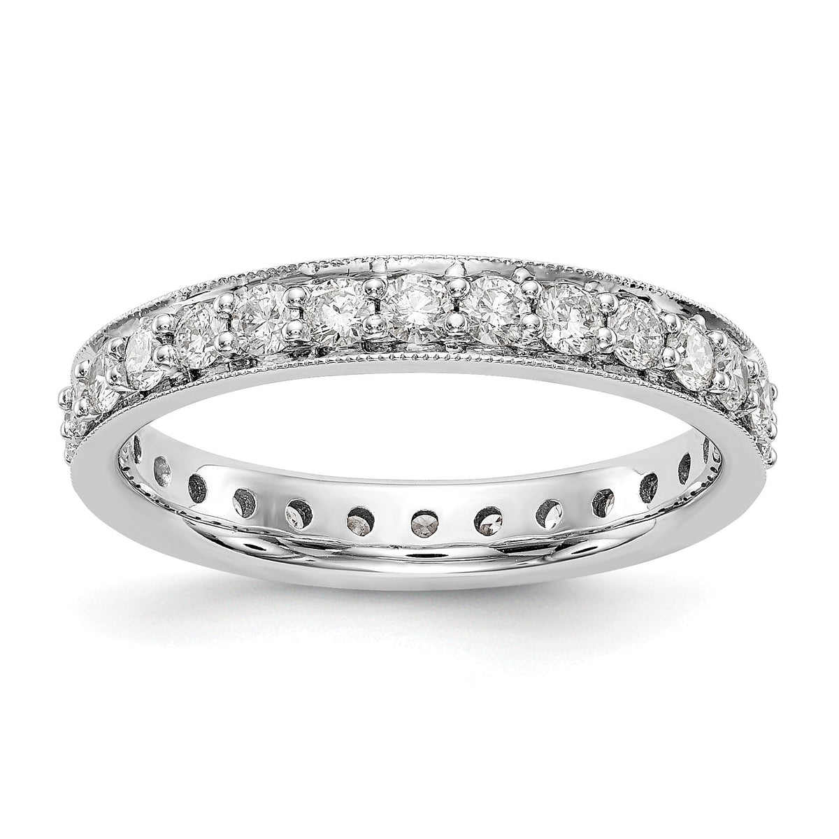 14k White Gold Polished Size 6 Vintage 1 carat Diamond Complete Eternity Band