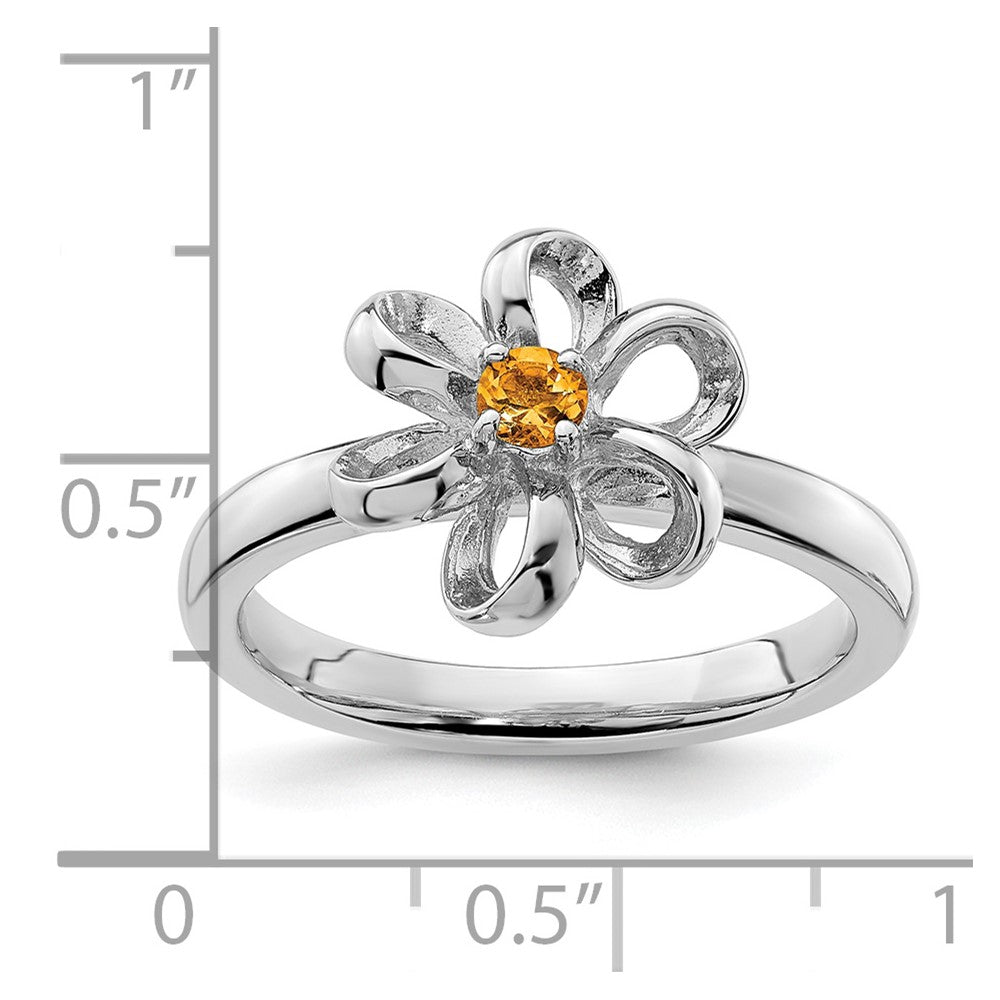 Sterling Silver Stackable Expressions Polished Citrine Flower Ring Size -10