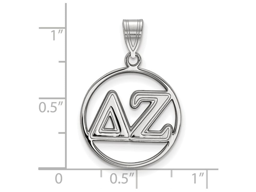 Sterling Silver LogoArt Official Licensed Greek Sororities Delta Zeta (??) Small Circle Pendant