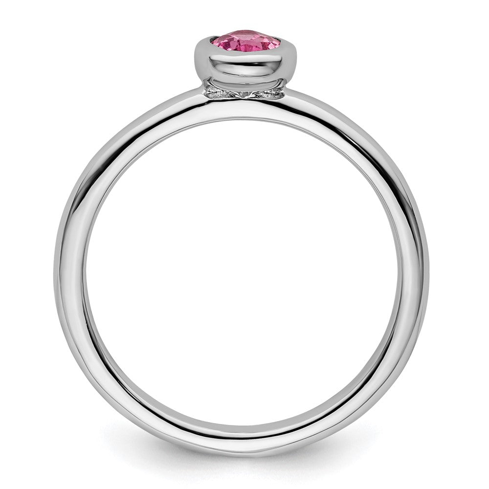 Sterling Silver Stackable Expressions Oval Pink Tourmaline Ring Size -7