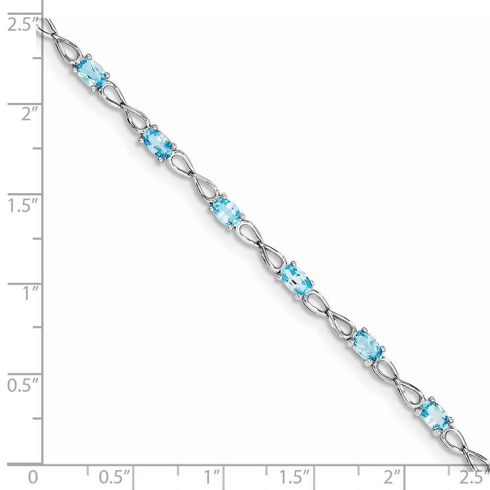 Sterling Silver Rhodium-plated Blue Topaz Bracelet 7 inches