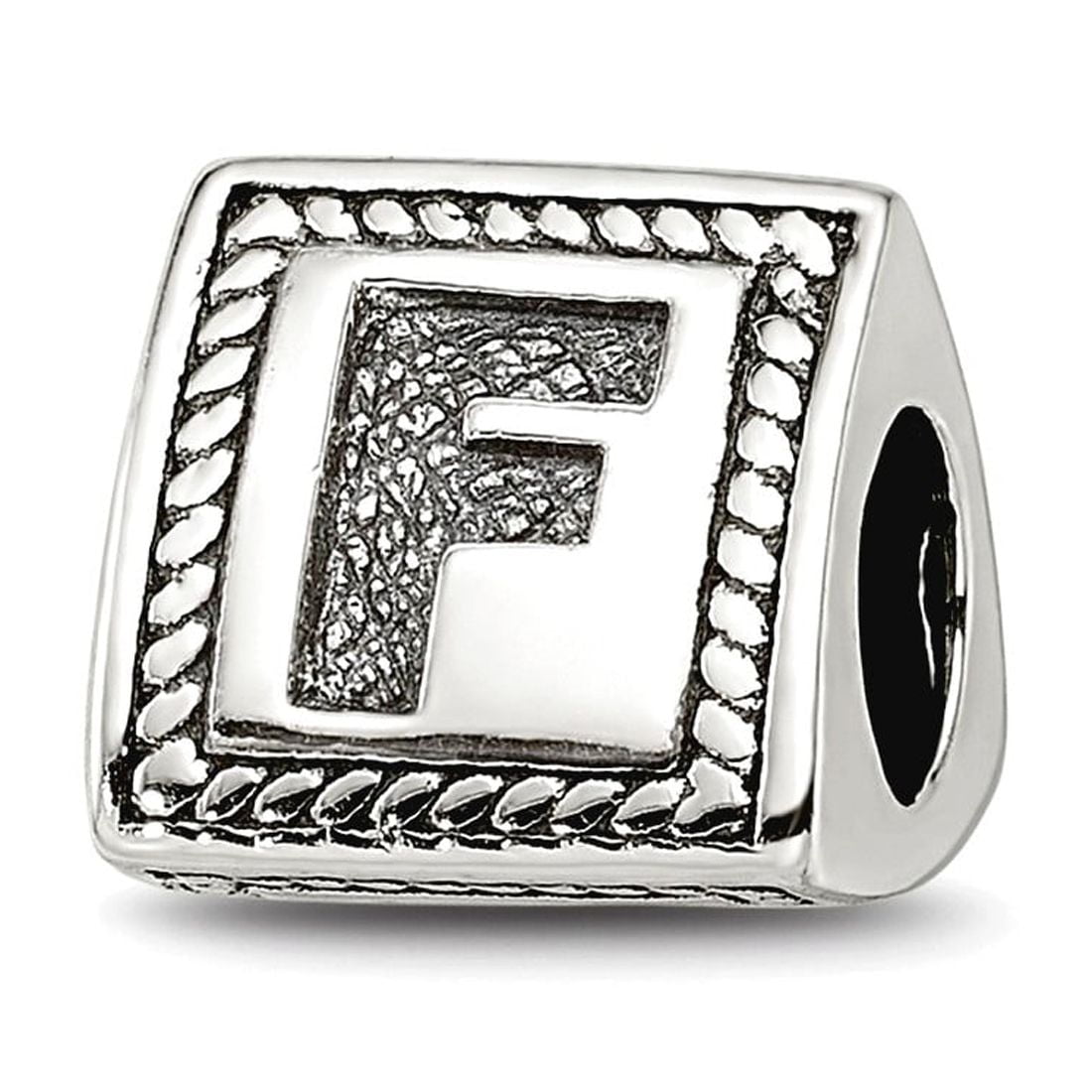 925 Sterling Silver Polished Artisan Oxidized Reflections Letter Name Personalized Monogram Initial F Triangle Block Bea