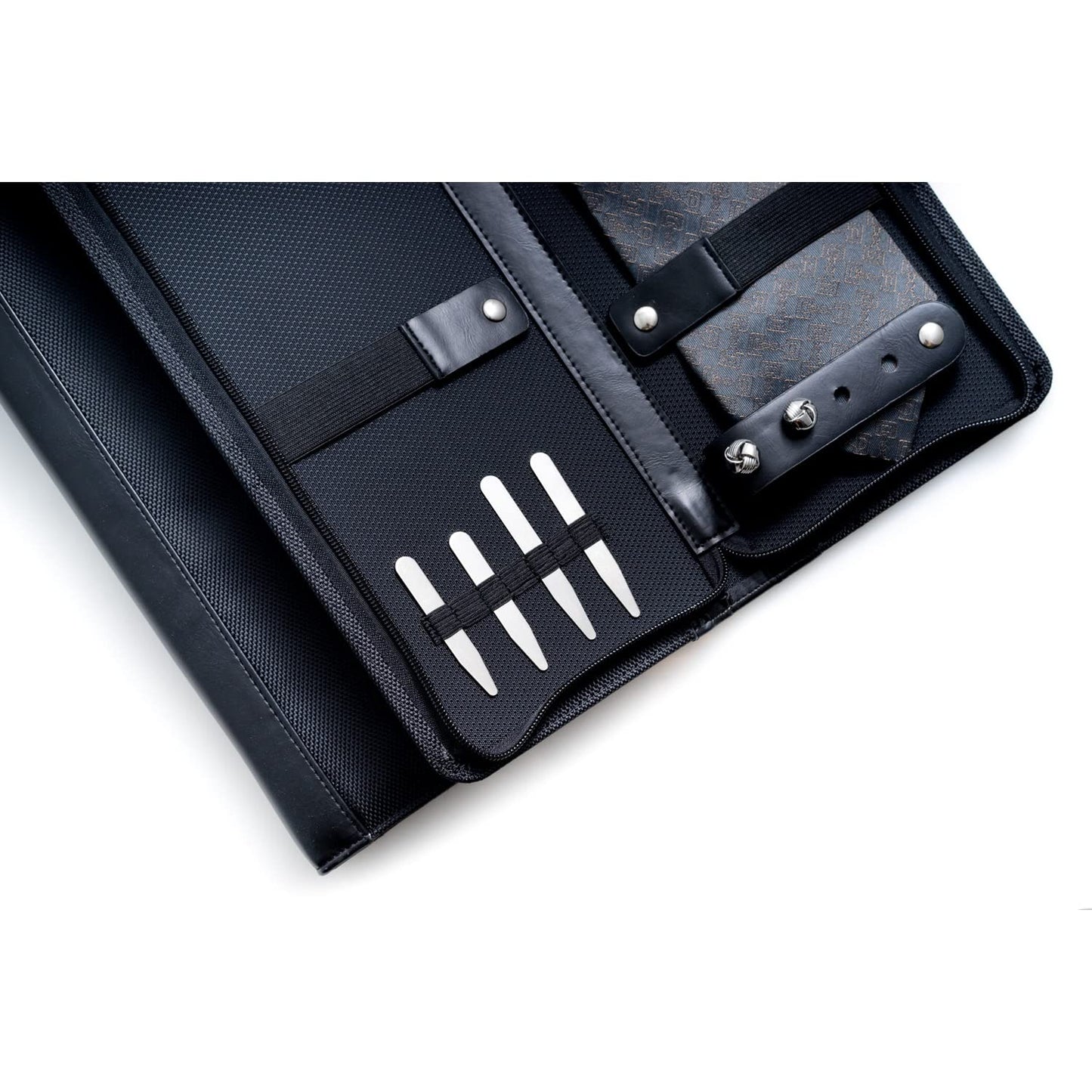 Ballistic Black Nylon Travel Tie Case with 4 Collar Stays and Cuff Link Slots QGM21298