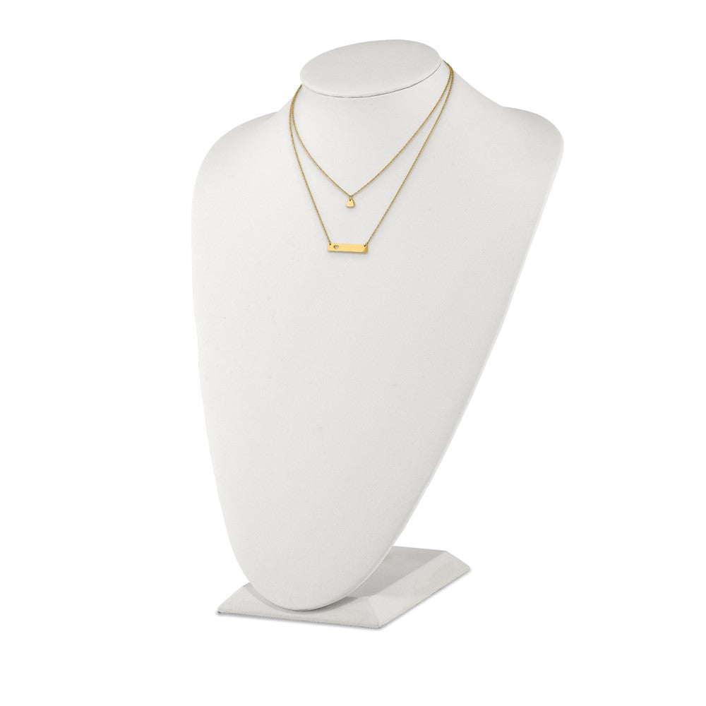 Stainless Steel Polished Yellow IP Heart Bar Multi Strand 1.5in ext Necklac