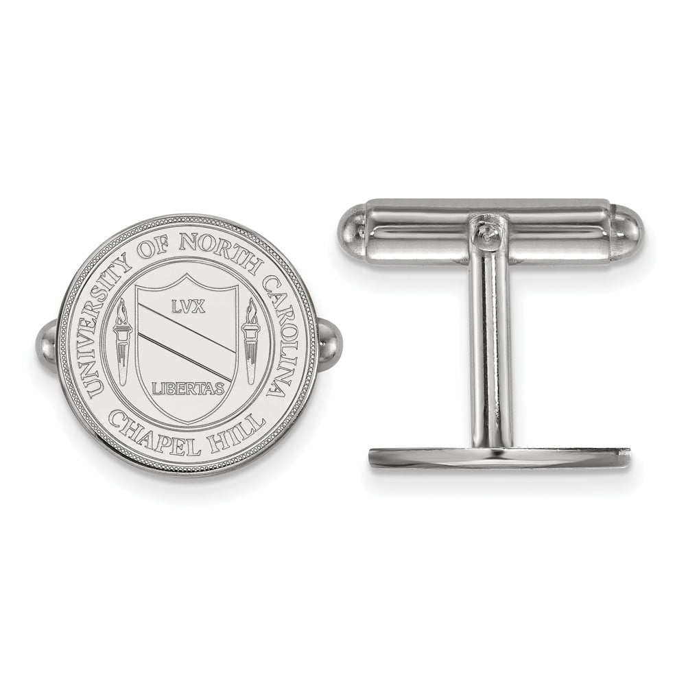 Sterling Silver Rhodium-plated LogoArt University of North Carolina Crest Cuff Links QSS060UNC