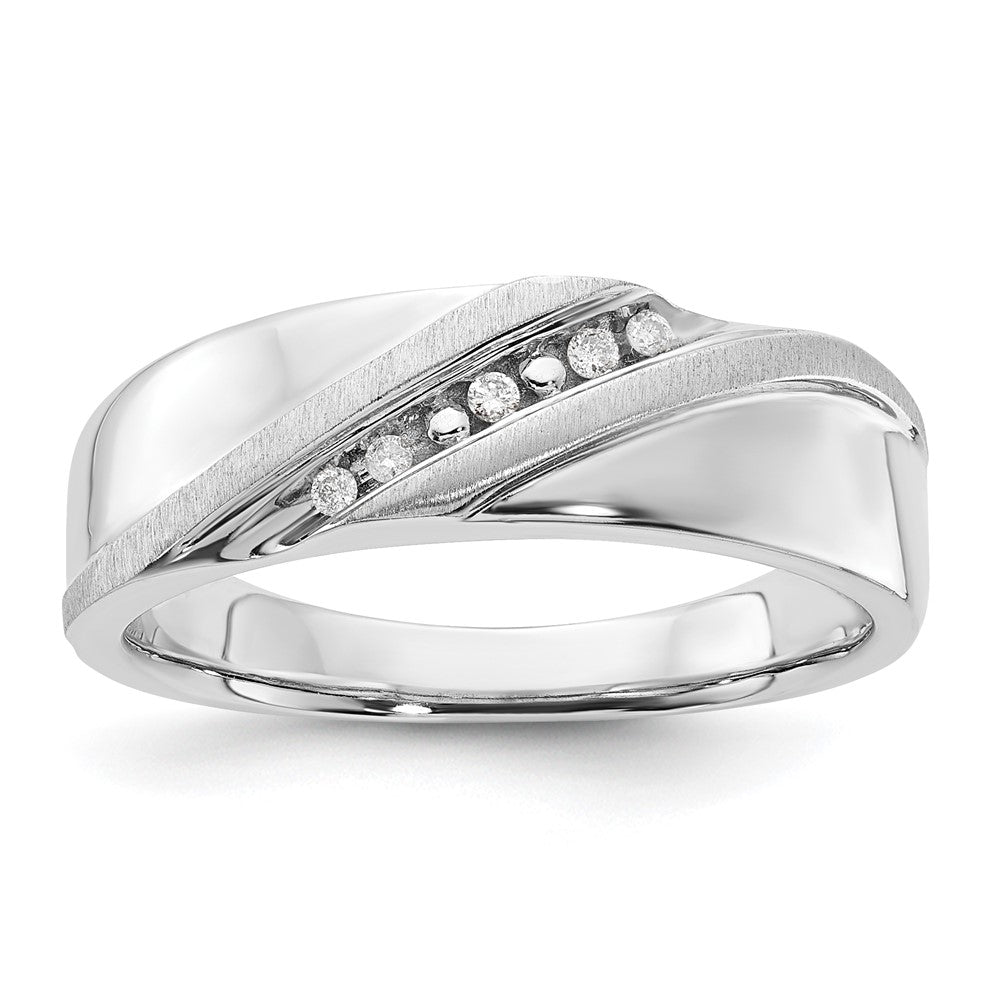 10K White Gold Polished & Brushed Diamond Band
