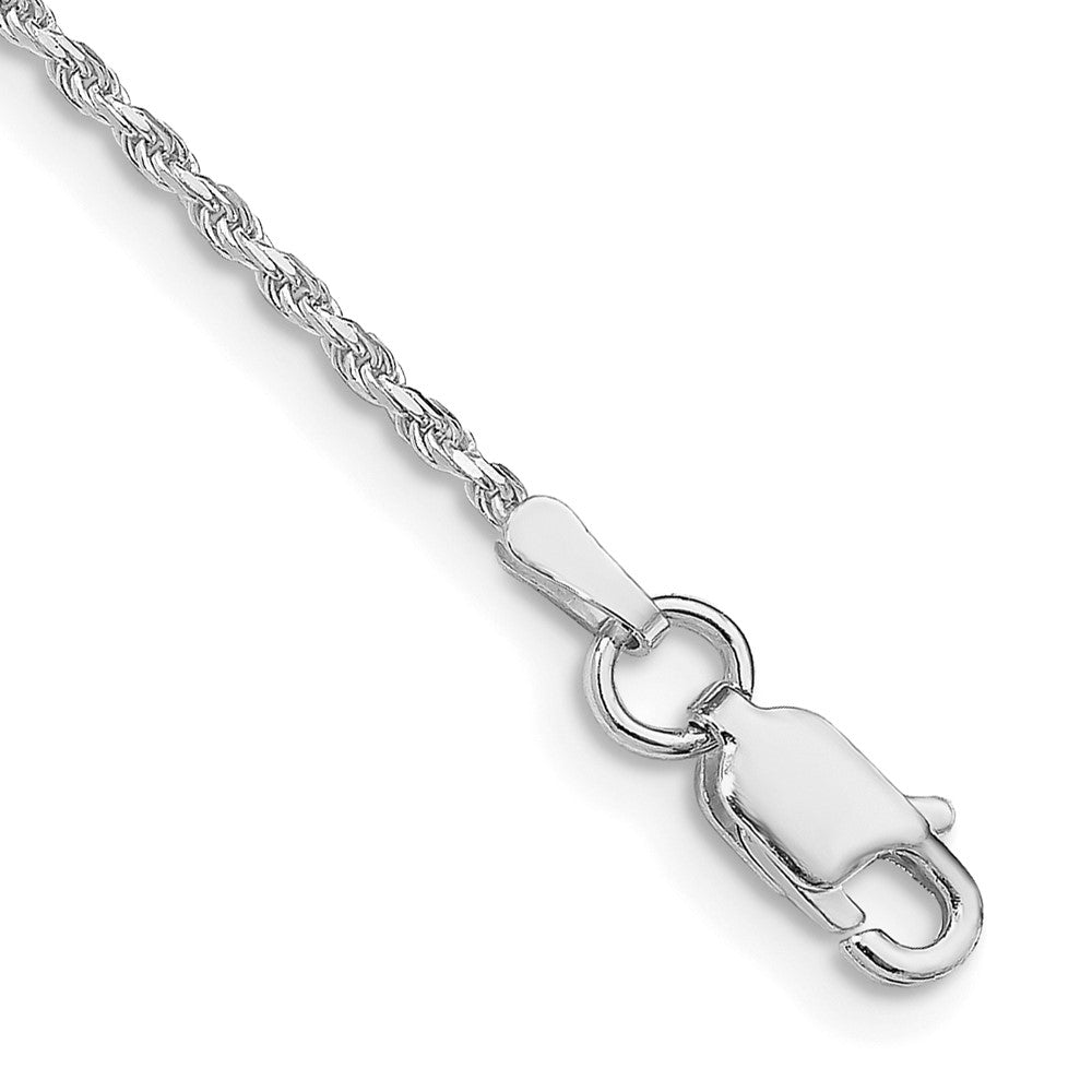 Sterling Silver Rhodium-plated 1.5mm Diamond-cut Rope Chain Anklet 10 inches