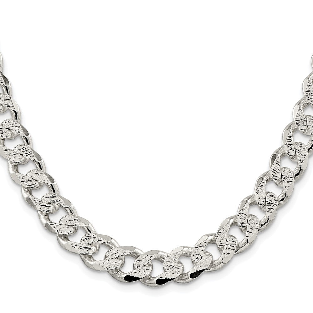Sterling Silver Rhodium-plated 11.0mm Pav‚ Curb Chain