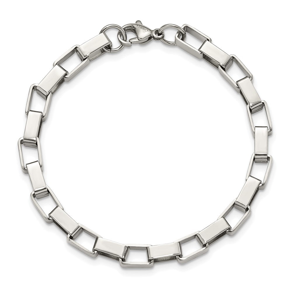 Stainless Steel Polished Square Link 8in Bracelet 8 inches