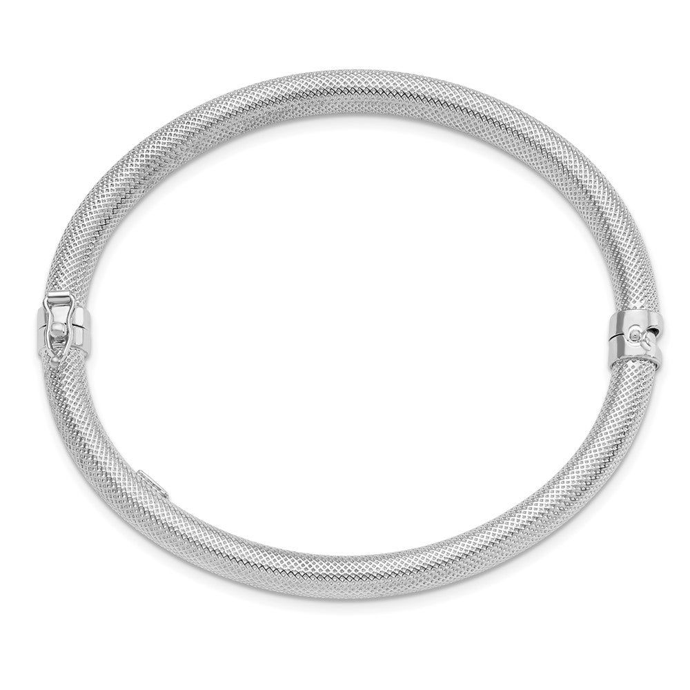 Sterling Silver Rhodium-plated Textured Bangle