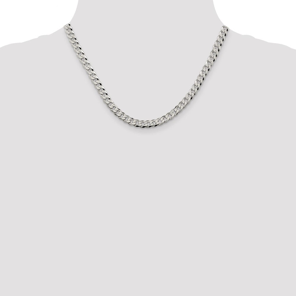 Sterling Silver 6mm Beveled Curb Chain 18 Inches
