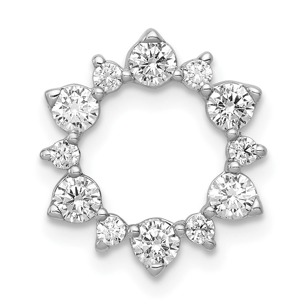 14k White Gold 5/8 carat Lab Grown Diamond VS/SI+ G+ Fashion Circle Chain Slide Pendant