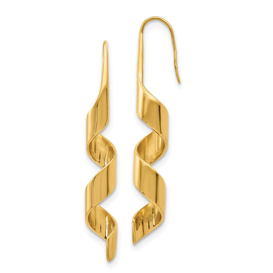 Stainless Steel Polished Yellow IP-plated Swirl Shepherd Hook Earrings