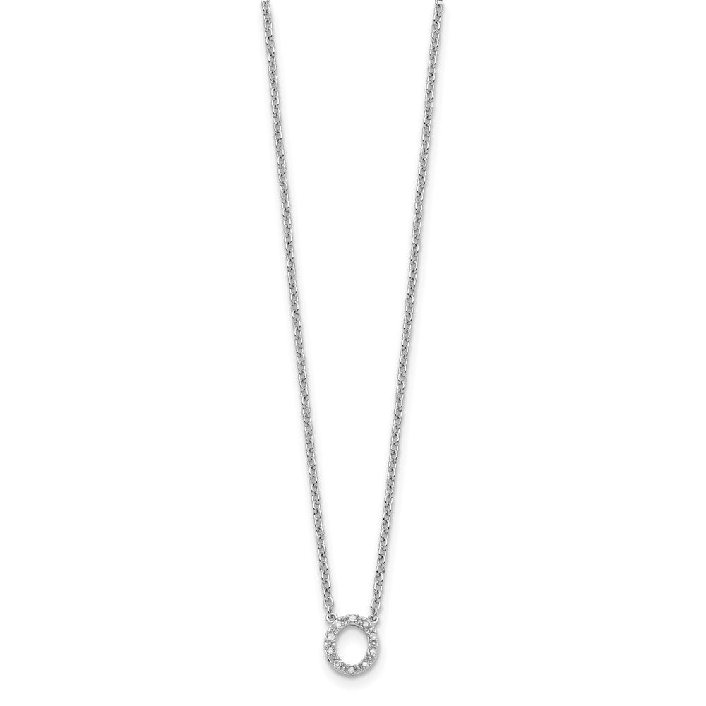 Sterling Silver Polished Diamond Initial o with 16 + 2 in ext Necklace