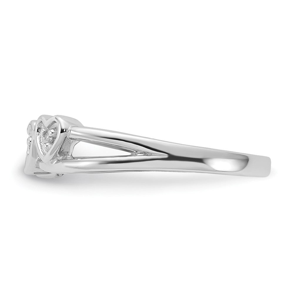 Sterling Silver Polished Diamond Triple Heart Ring
