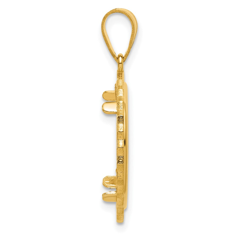 14k Polished Poly Edge with 16.5mm Prong Coin Bezel Pendant