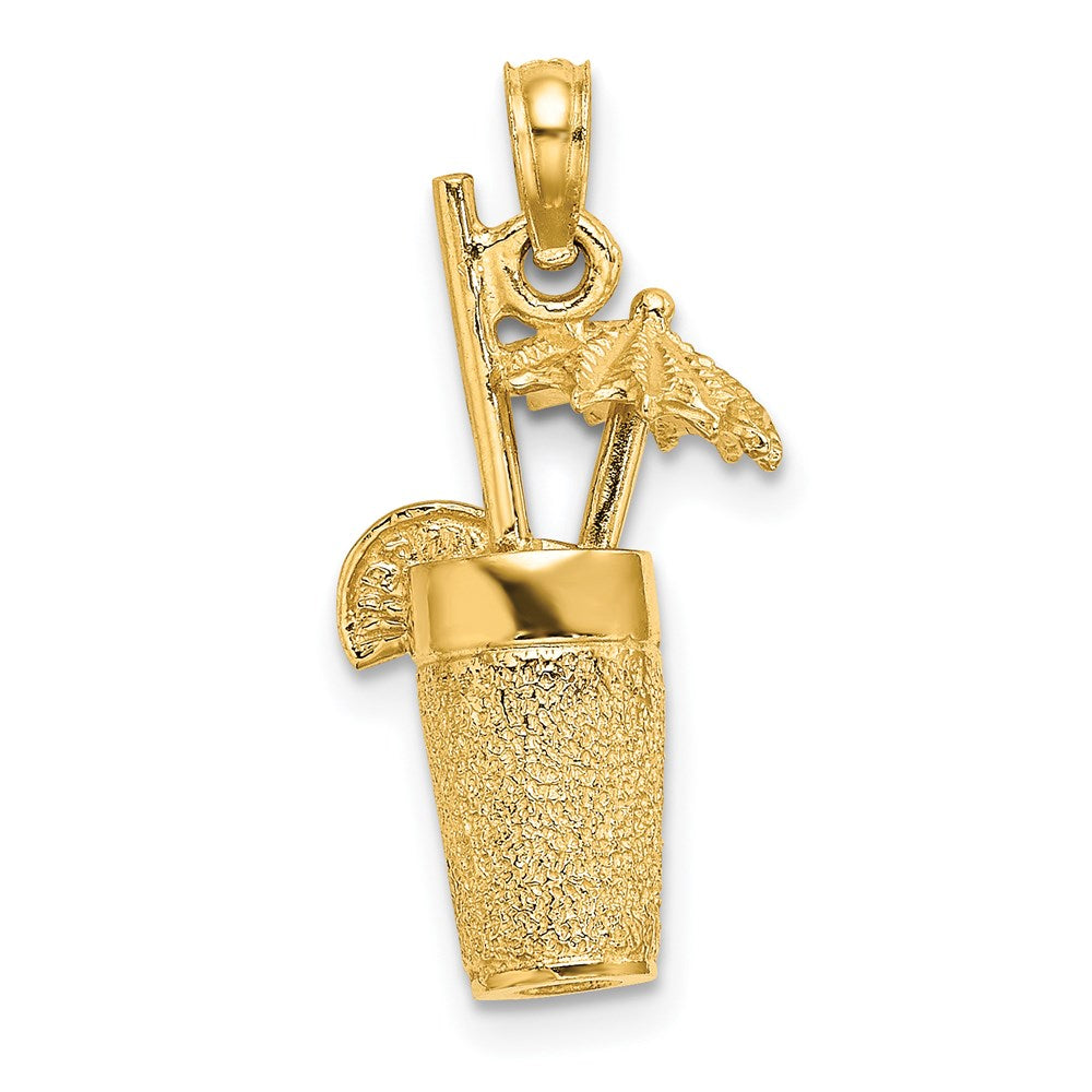 14K 3-D Textured Cocktail Drink Charm