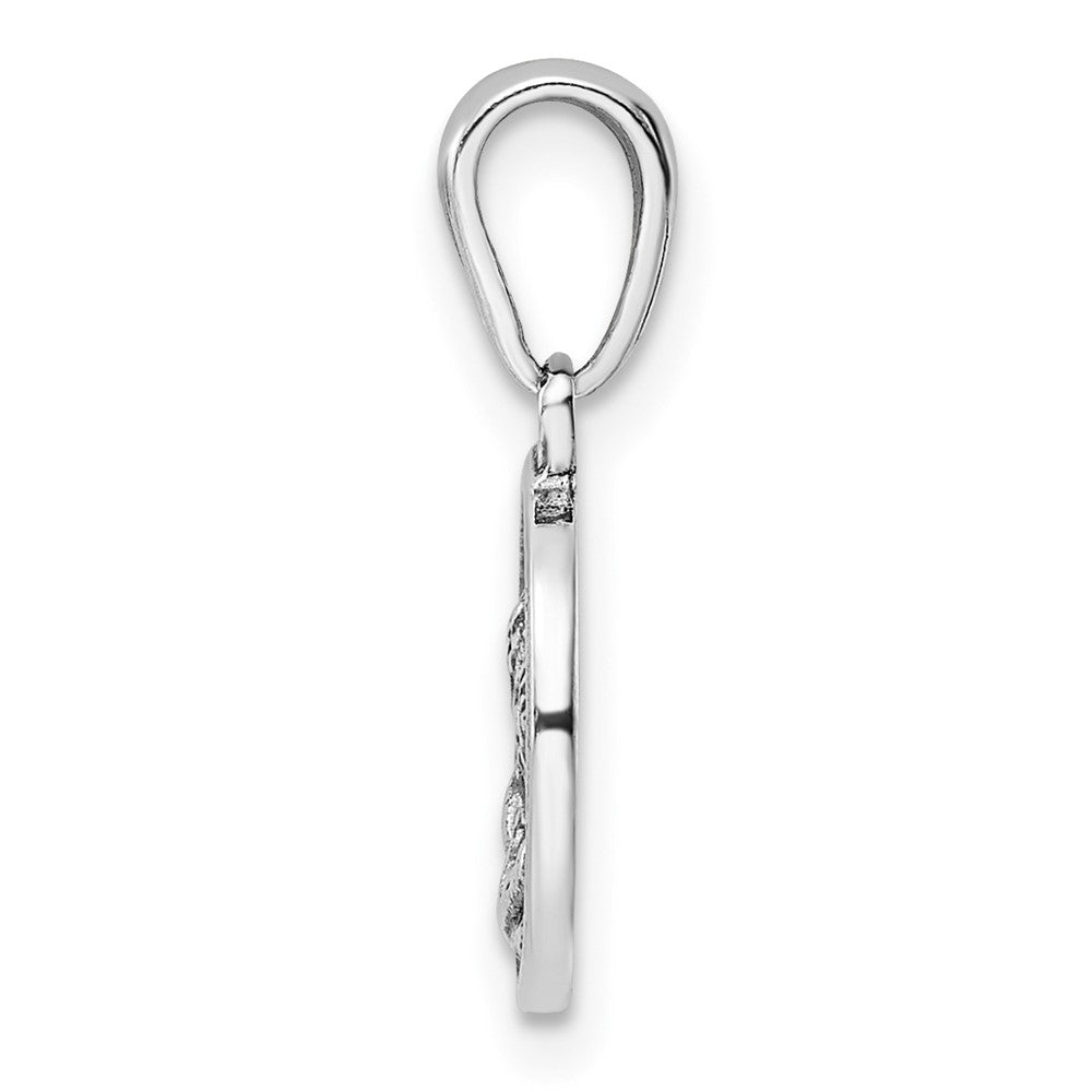 Sterling Silver RH-plated Angels Circle Pendant